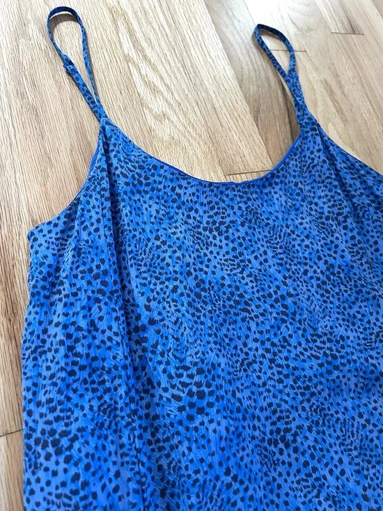 & OTHER STORIES spotted animal leopard print midi slip dress blue size 2 - Picture 8 of 13